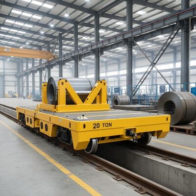 Cartone di trasporto ferroviario a batteria da 20 tonnellate per la manipolazione di bobine e muffe di acciaio